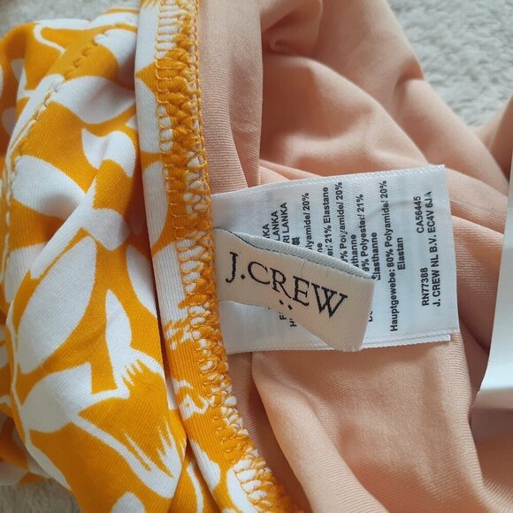 J. Crew Factory NWT Women's Large Orange Floral V-neck Ruched One Piece Swimsuit - Picture 5 of 15
